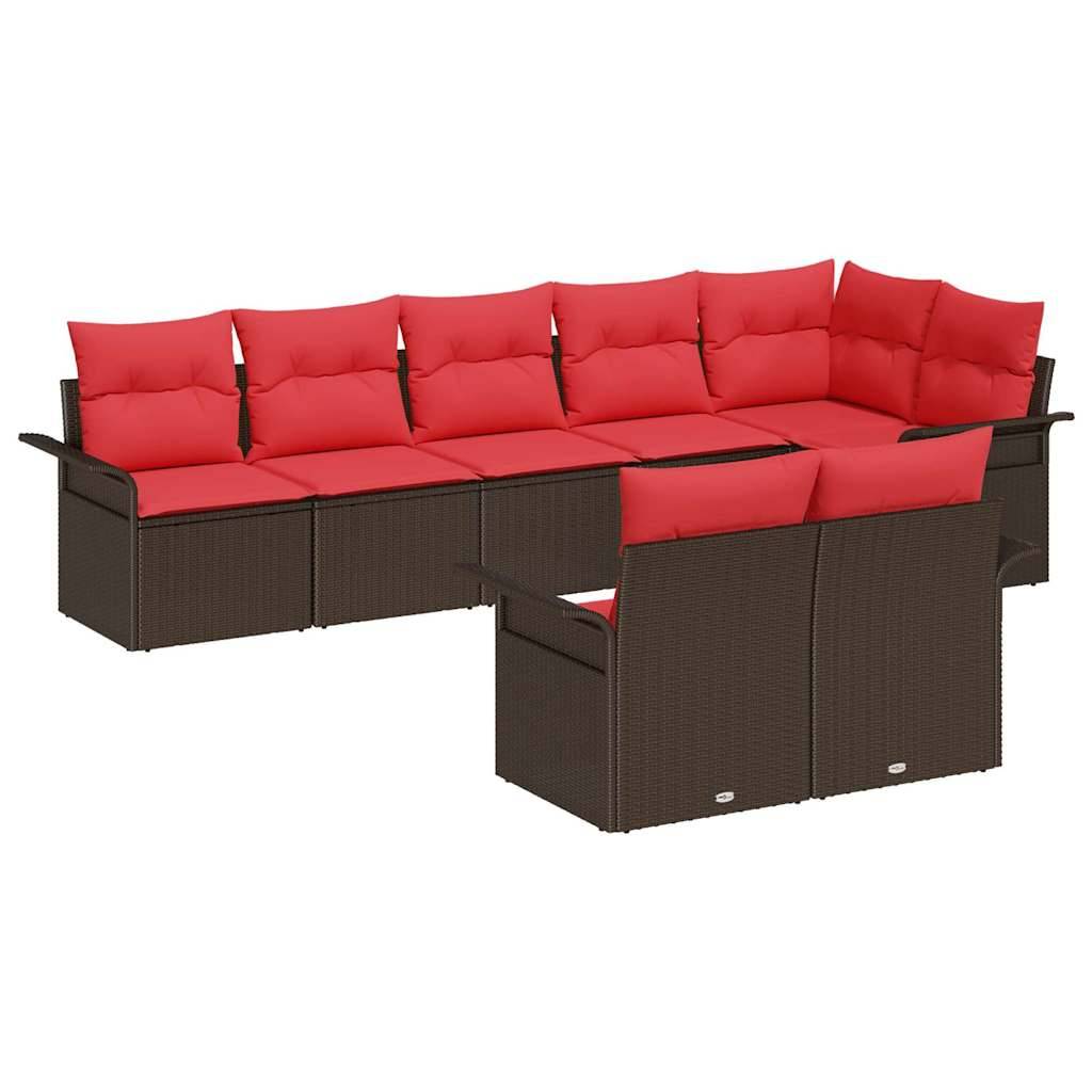 vidaXL Gartensofa-set mit Speicher 8 pcs Braun Poly-Rattan