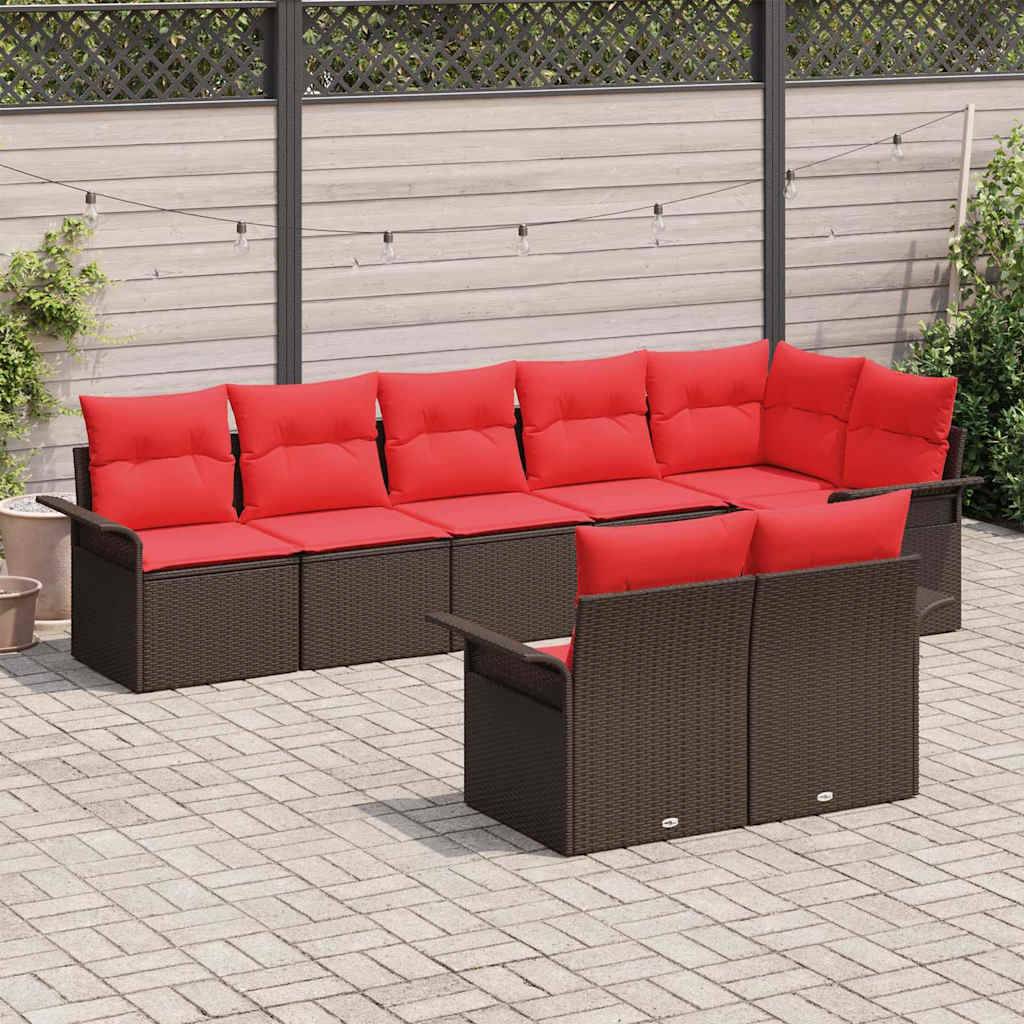 vidaXL Gartensofa-set mit Speicher 8 pcs Braun Poly-Rattan