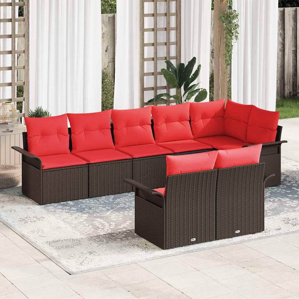 vidaXL Gartensofa-set mit Speicher 8 pcs Braun Poly-Rattan
