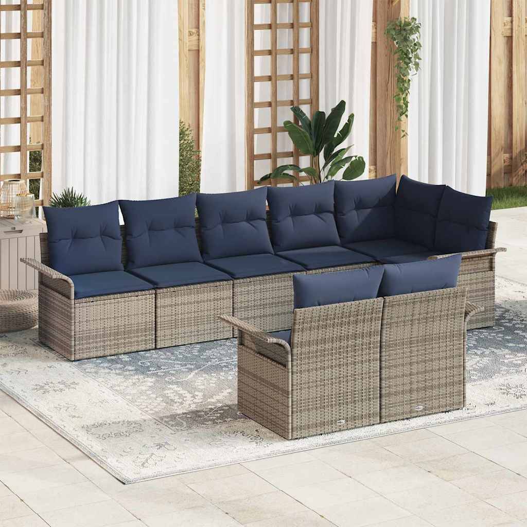 vidaXL Gartensofa-set mit Kissen 8 pcs Grau Poly-Rattan