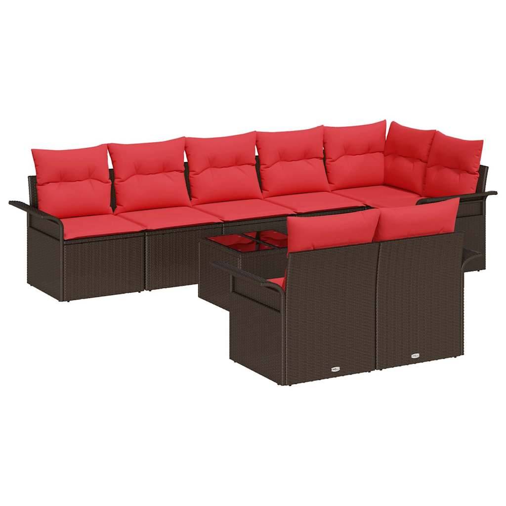 vidaXL Gartensofa-set mit Kissen 9 pcs Braun Poly-Rattan