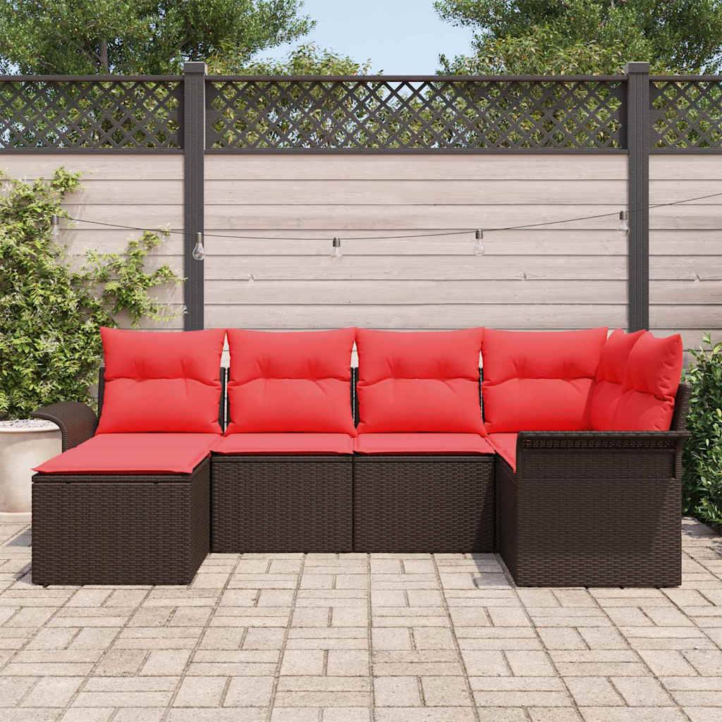 vidaXL Gartensofa-set mit Kissen 6 pcs Braun Poly-Rattan