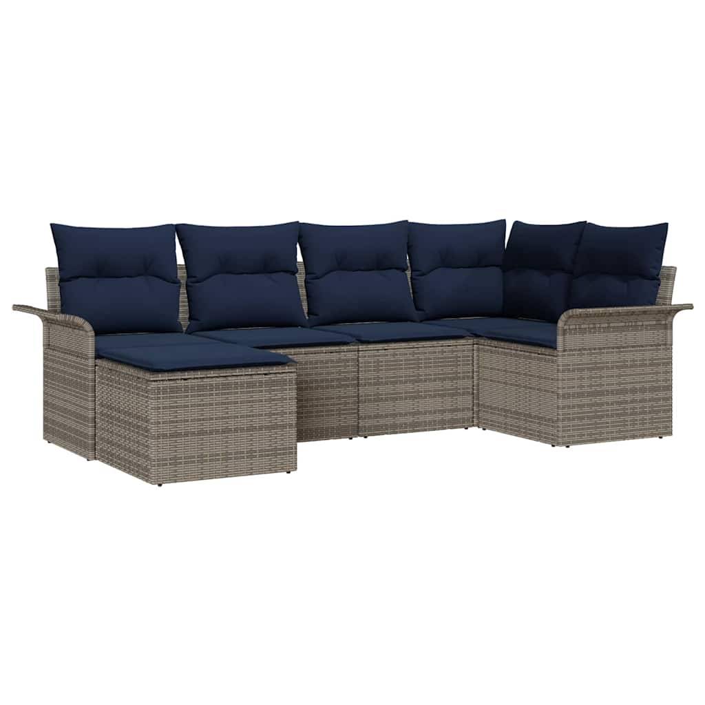 vidaXL Gartensofa-set mit Speicher 6 pcs Grau Poly-Rattan