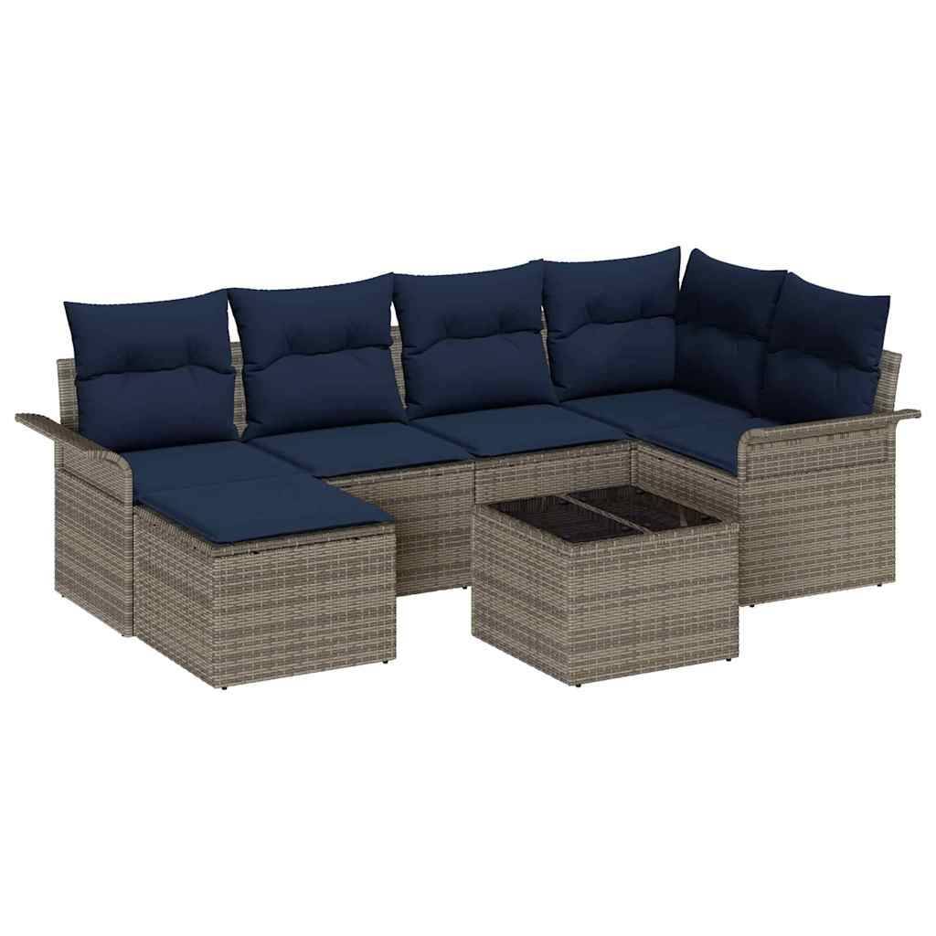 vidaXL Gartensofa-set mit Kissen Grau Poly-Rattan