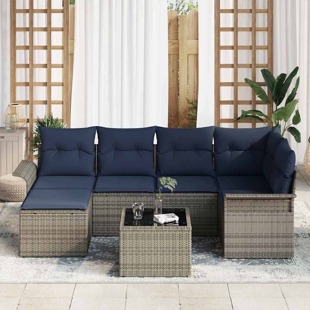 vidaXL Gartensofa-set mit Kissen Grau Poly-Rattan