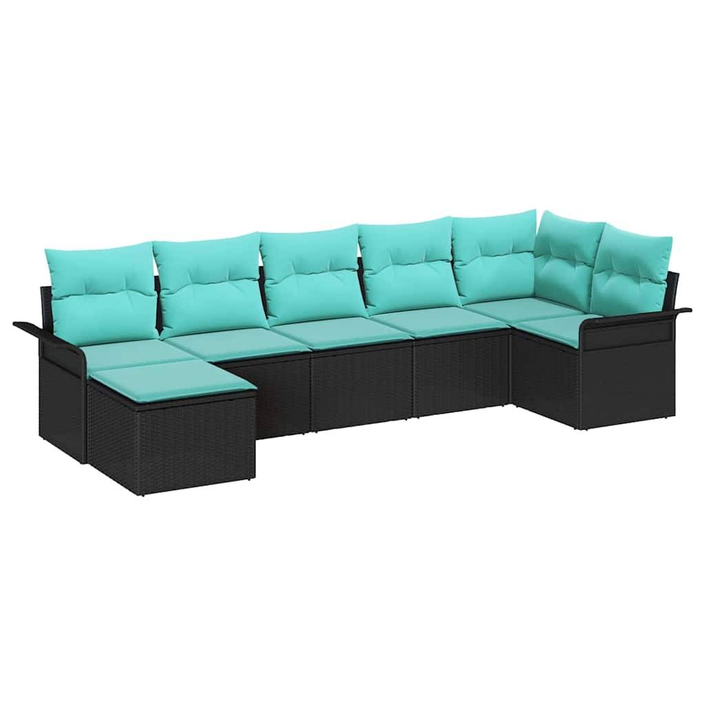 vidaXL Gartensofa-set mit Speicher 7 pcs Schwarz Poly-Rattan