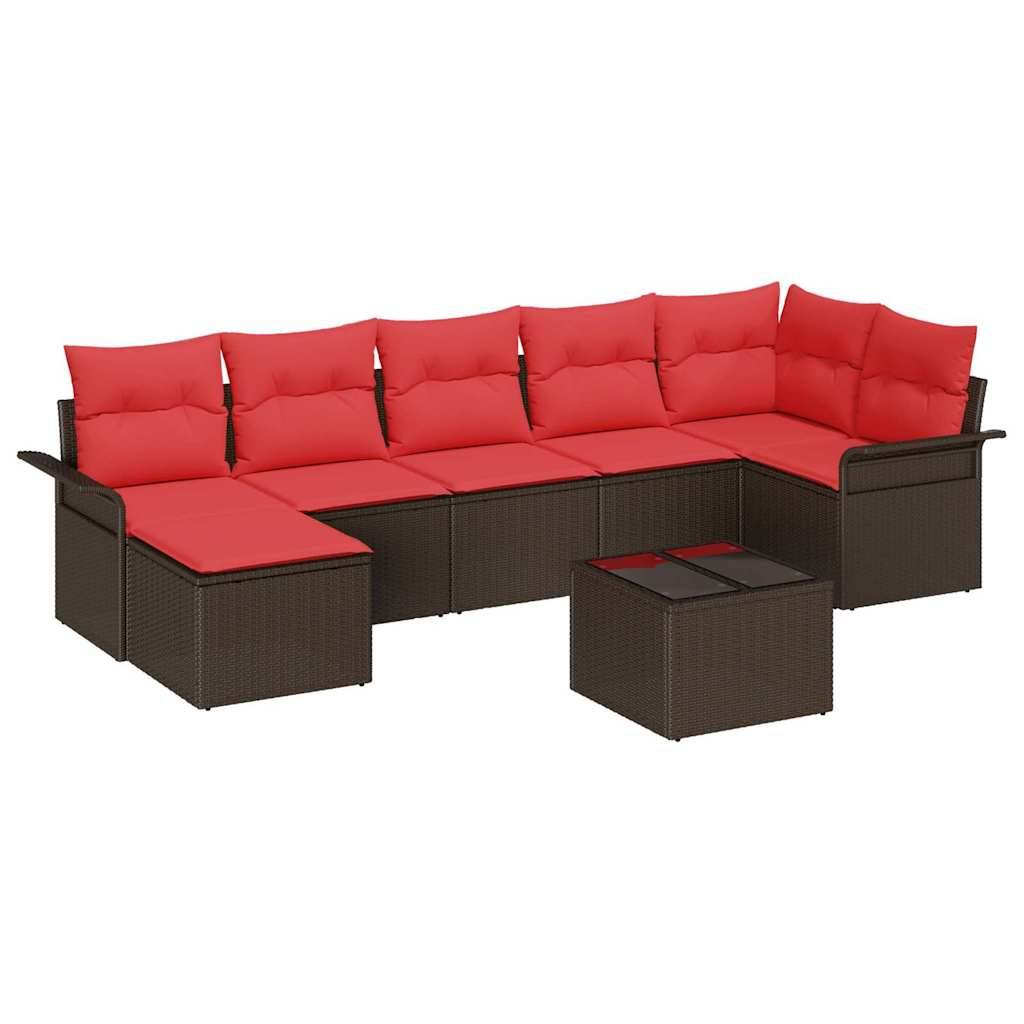 vidaXL Gartensofa-set mit Kissen 8 pcs Braun Poly-Rattan