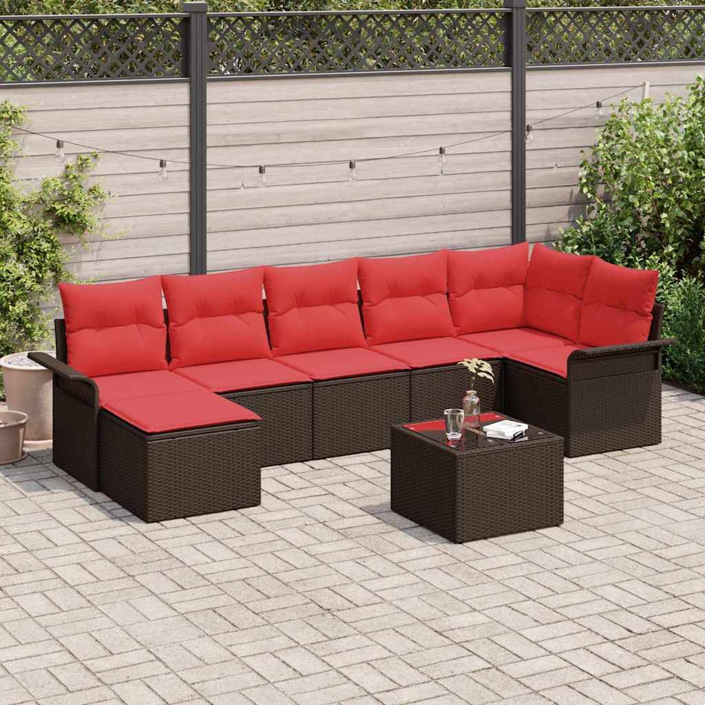 vidaXL Gartensofa-set mit Kissen 8 pcs Braun Poly-Rattan