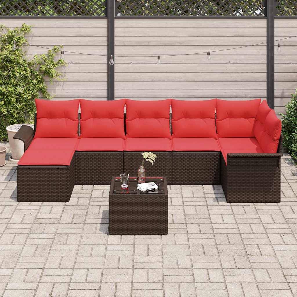 vidaXL Gartensofa-set mit Kissen 8 pcs Braun Poly-Rattan