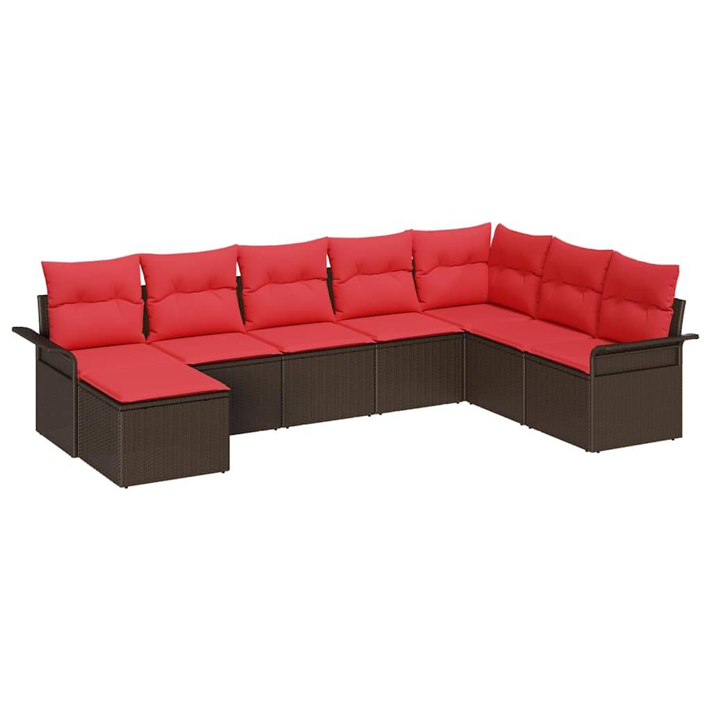 vidaXL Gartensofa-set mit Kissen 8 pcs Braun Poly-Rattan