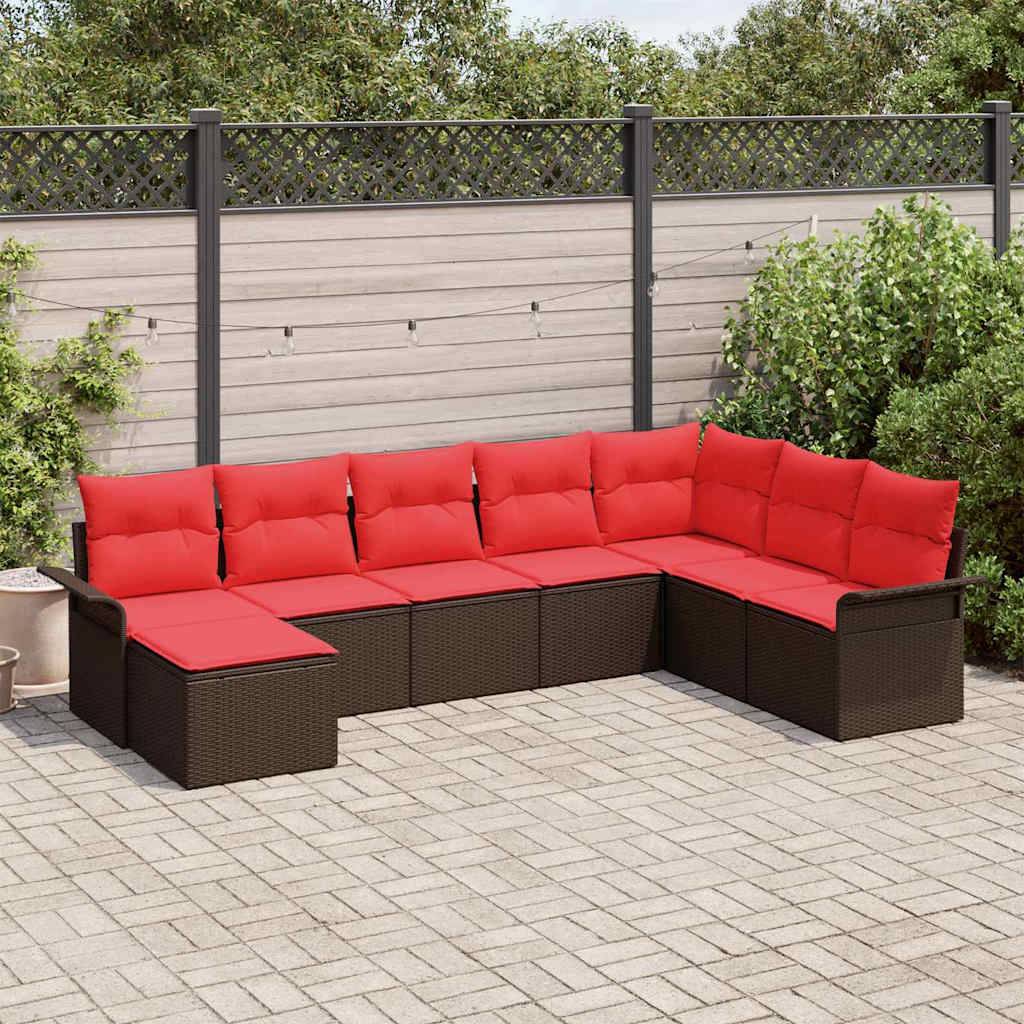 vidaXL Gartensofa-set mit Kissen 8 pcs Braun Poly-Rattan