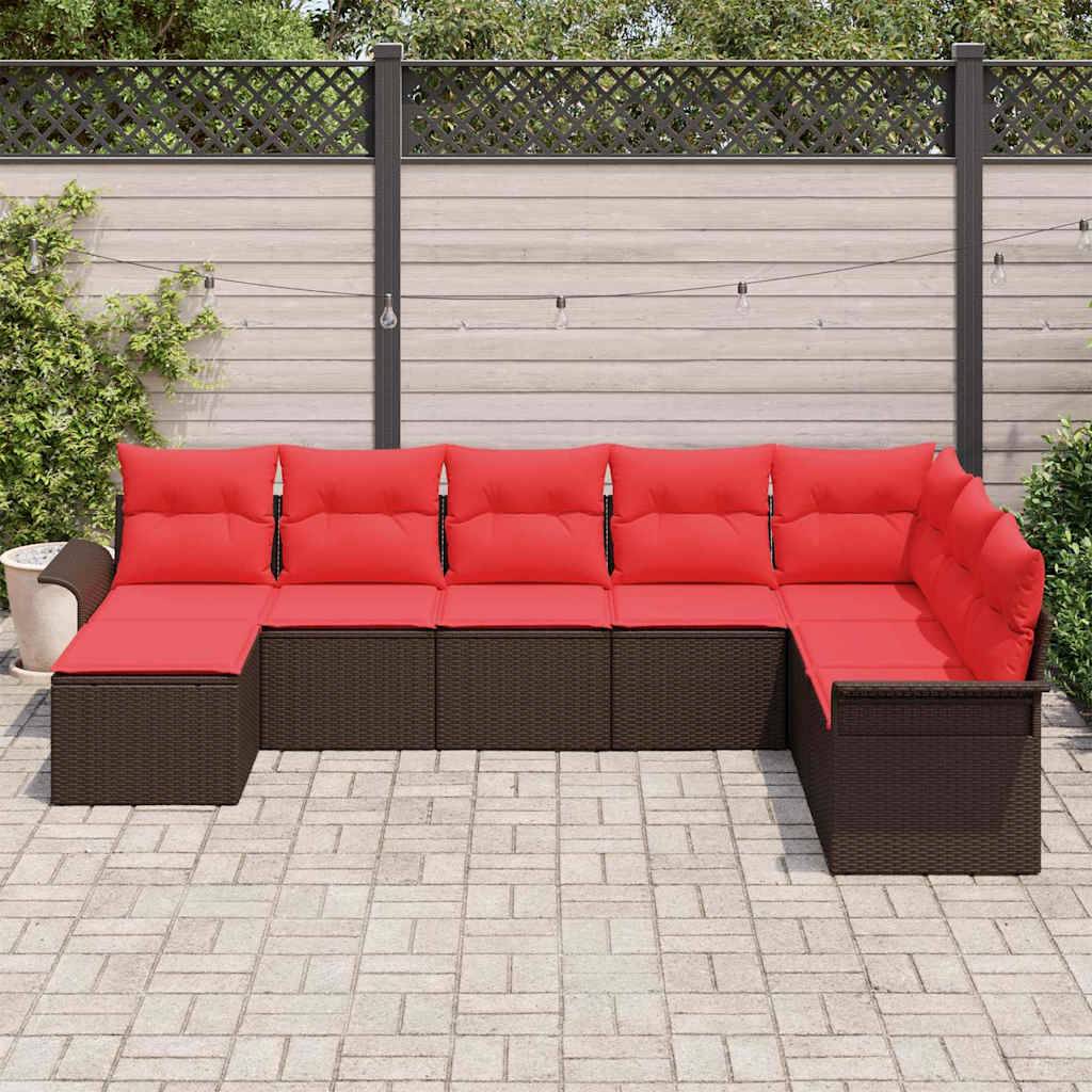 vidaXL Gartensofa-set mit Kissen 8 pcs Braun Poly-Rattan
