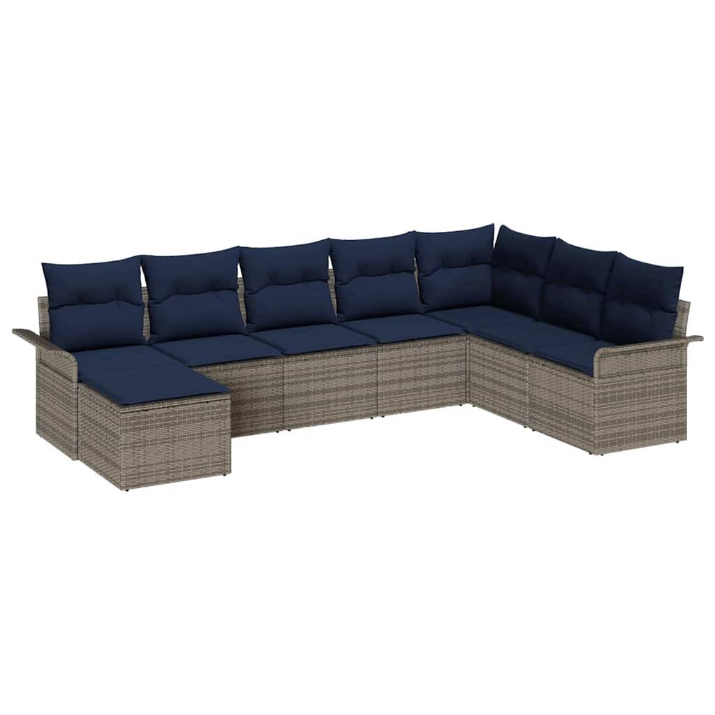 vidaXL Garten-Sofa-Set mit Kissen 8 pcs Hellgrau Poly Rattan