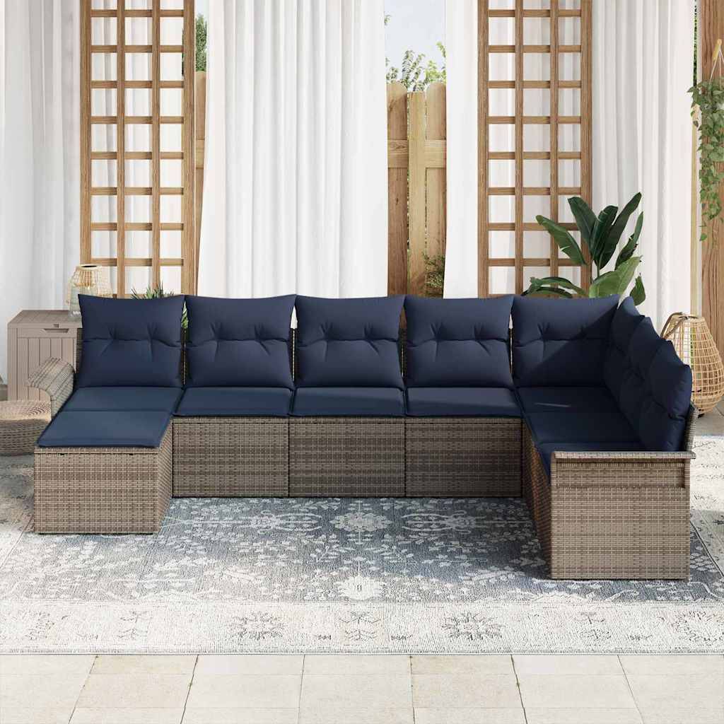 vidaXL Garten-Sofa-Set mit Kissen 8 pcs Hellgrau Poly Rattan
