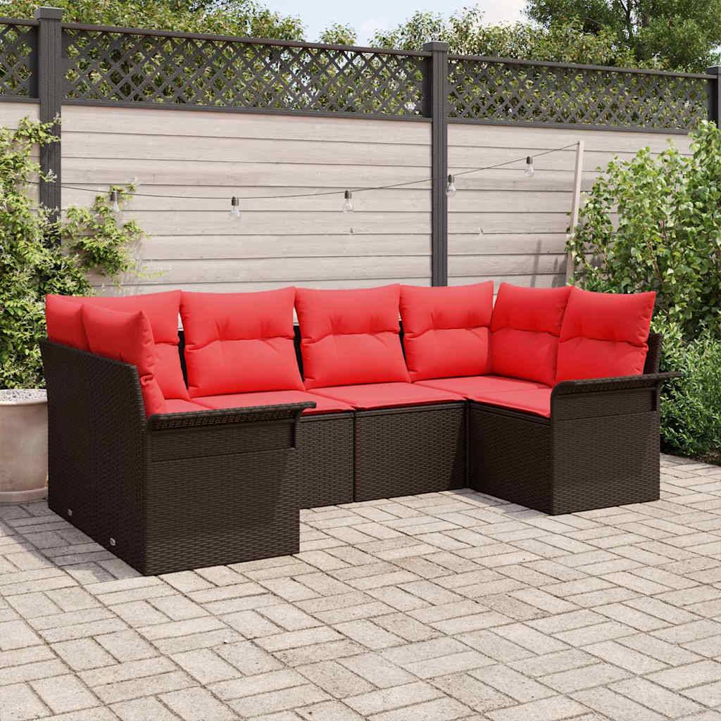 vidaXL Garten-Sofa-Set mit Speicher 6 pcs Braun Poly Rattan