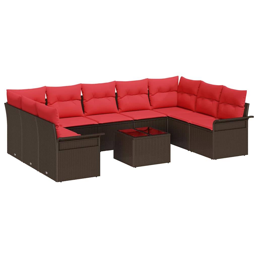 vidaXL Gartensofa-set mit Kissen 10 pcs Braun Poly-Rattan