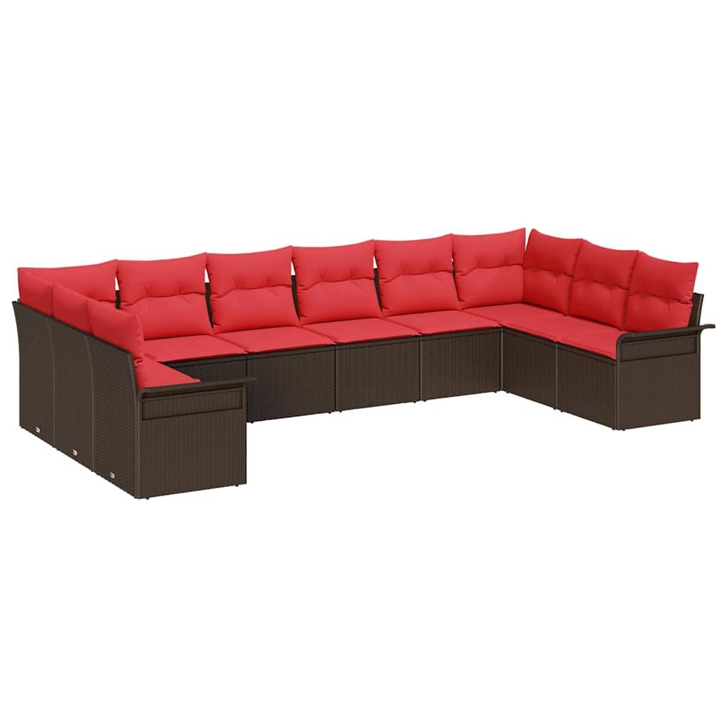 vidaXL Gartensofa-set mit Kissen 10 pcs Braun Poly-Rattan