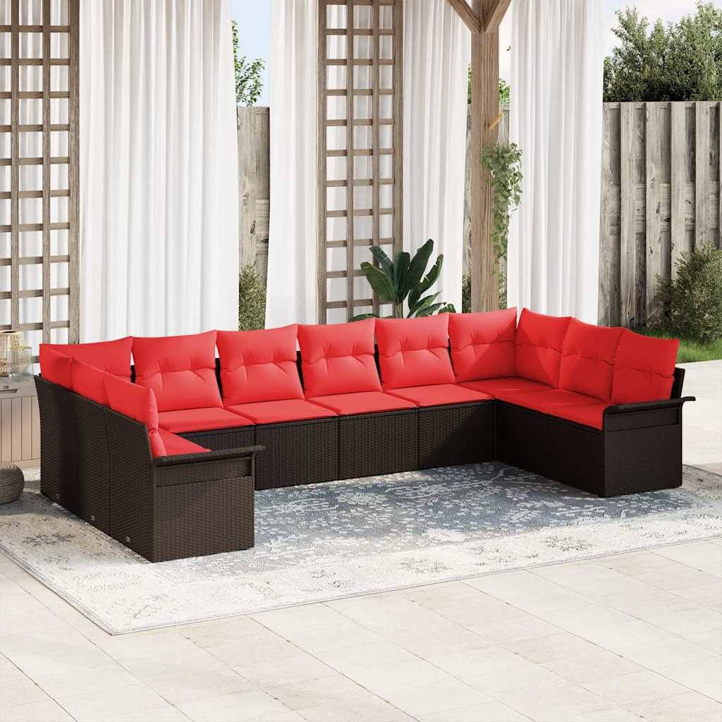 vidaXL Gartensofa-set mit Kissen 10 pcs Braun Poly-Rattan