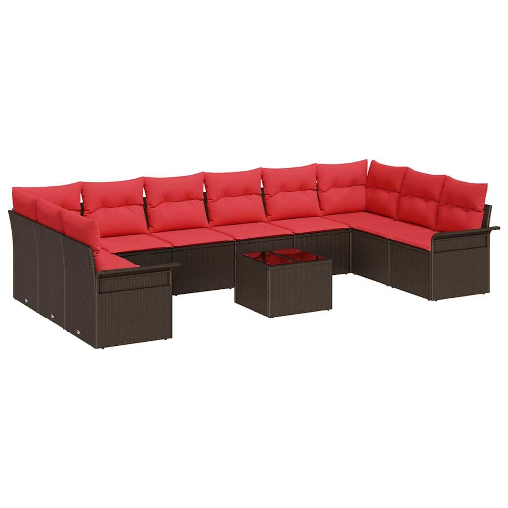 vidaXL Gartensofa-set mit Speicher 11 pcs Braun Poly-Rattan