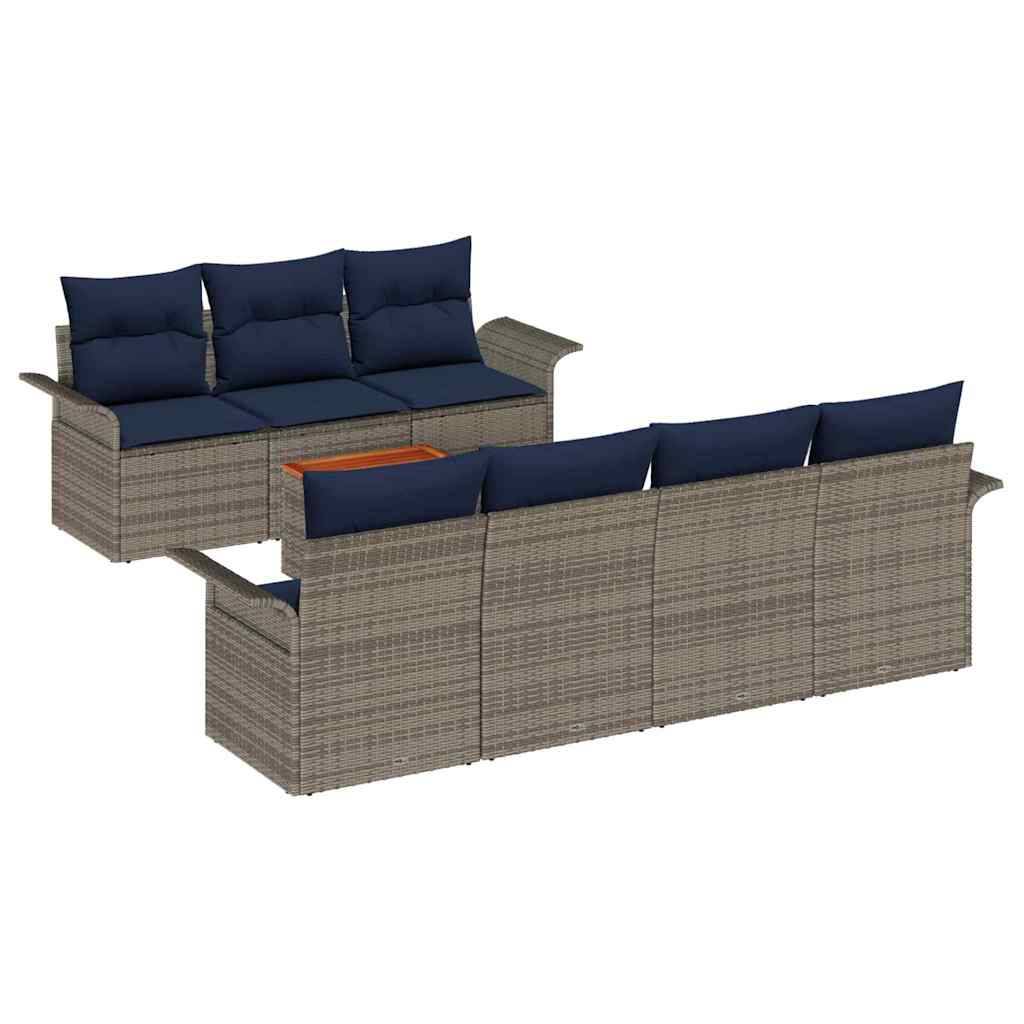 vidaXL Gartensofa-set mit Kissen 8 pcs Grau Poly-Rattan