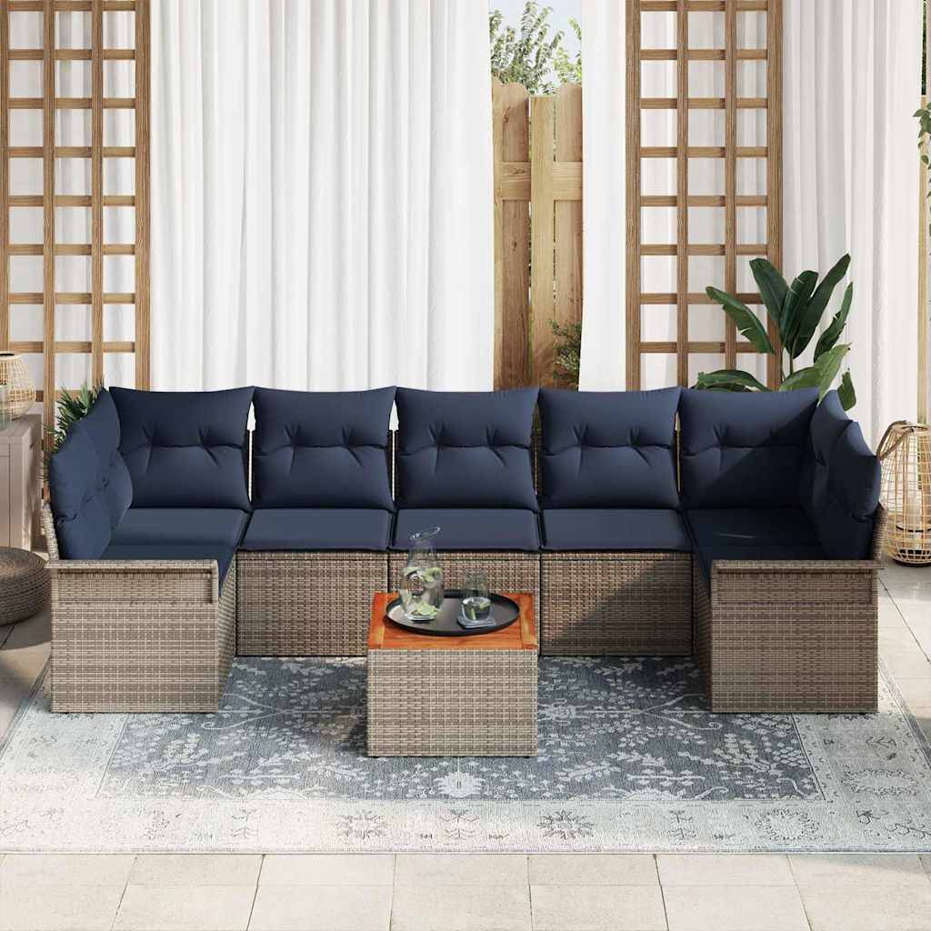 vidaXL Gartensofa-set mit Kissen 8 pcs Grau Poly-Rattan