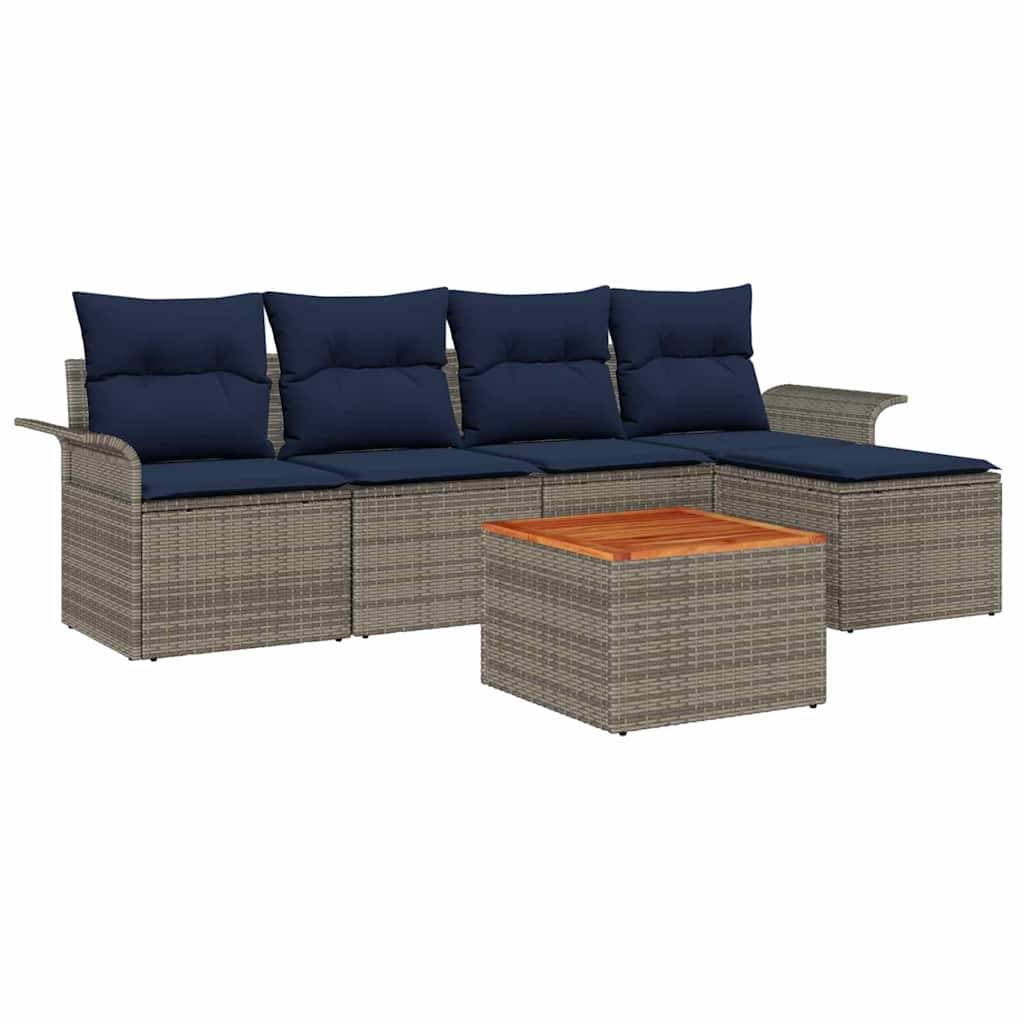 vidaXL Gartensofa-set mit Kissen 6 pcs Grau Poly-Rattan