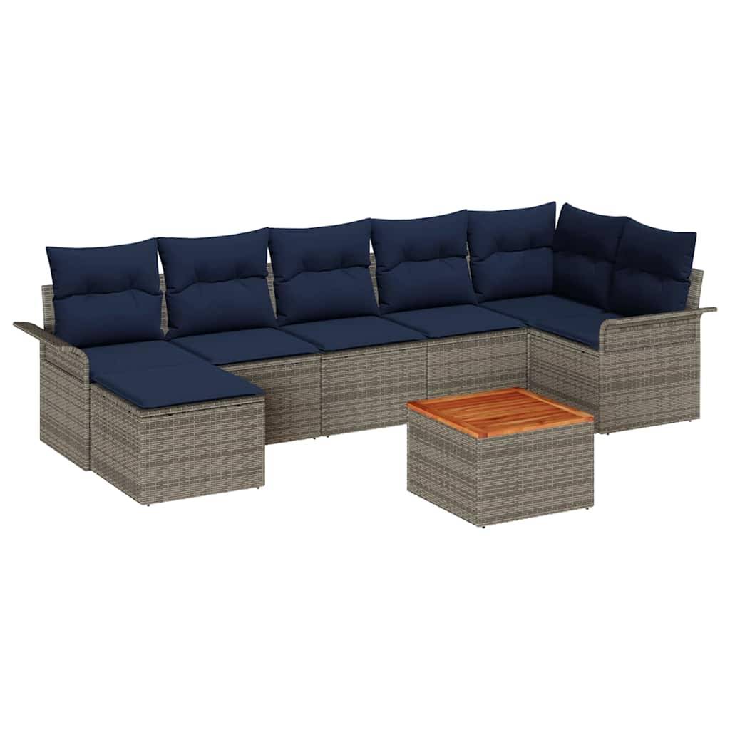 vidaXL Gartensofa-set mit Kissen 8 pcs Grau Poly-Rattan