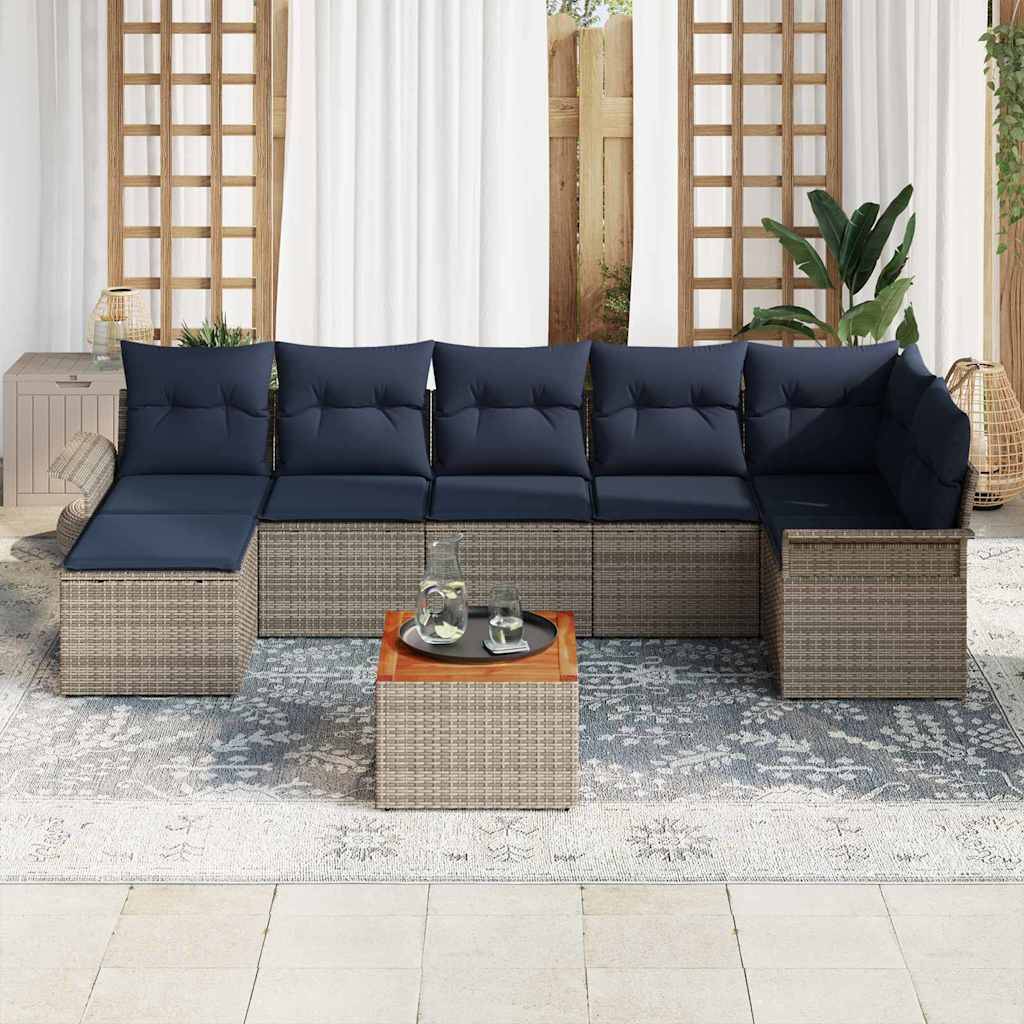 vidaXL Gartensofa-set mit Kissen 8 pcs Grau Poly-Rattan
