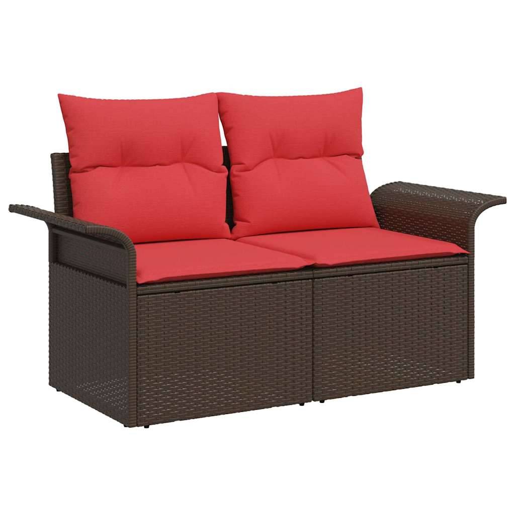 vidaXL Gartensofa-set mit Kissen mit Speicher 7 pcs Poly Rattan