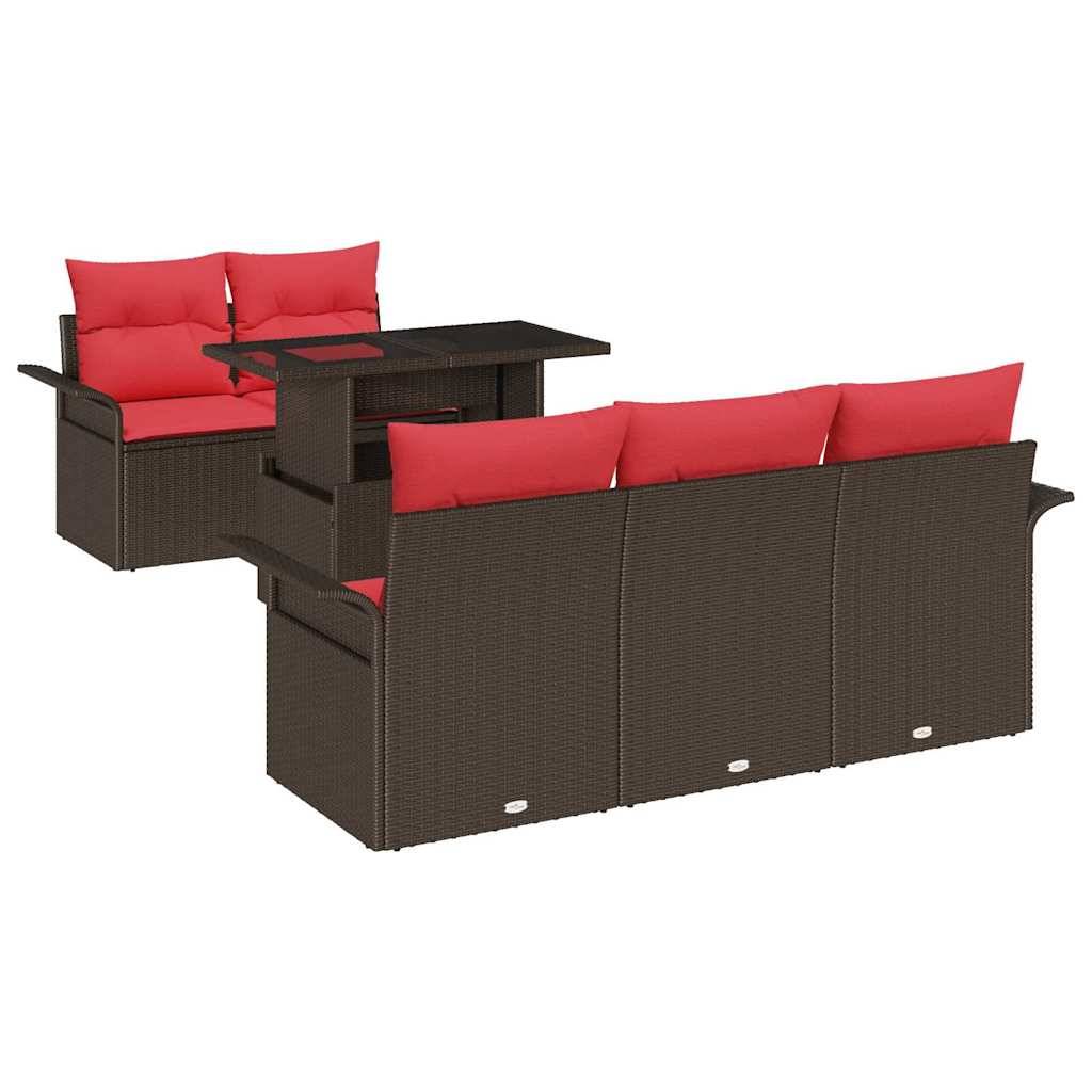vidaXL Gartensofa-set mit Kissen 6 pcs Braun Poly-Rattan