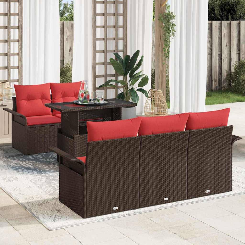 vidaXL Gartensofa-set mit Kissen 6 pcs Braun Poly-Rattan