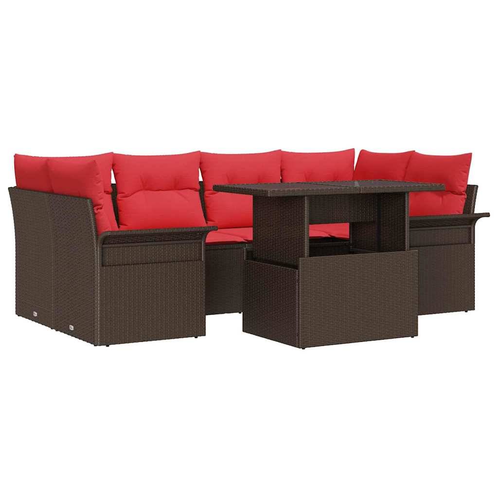 vidaXL Gartensofa-set mit Kissen 7 pcs Braun Poly-Rattan