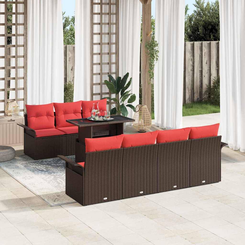 vidaXL Gartensofa-set mit Kissen 8 pcs Braun Poly-Rattan