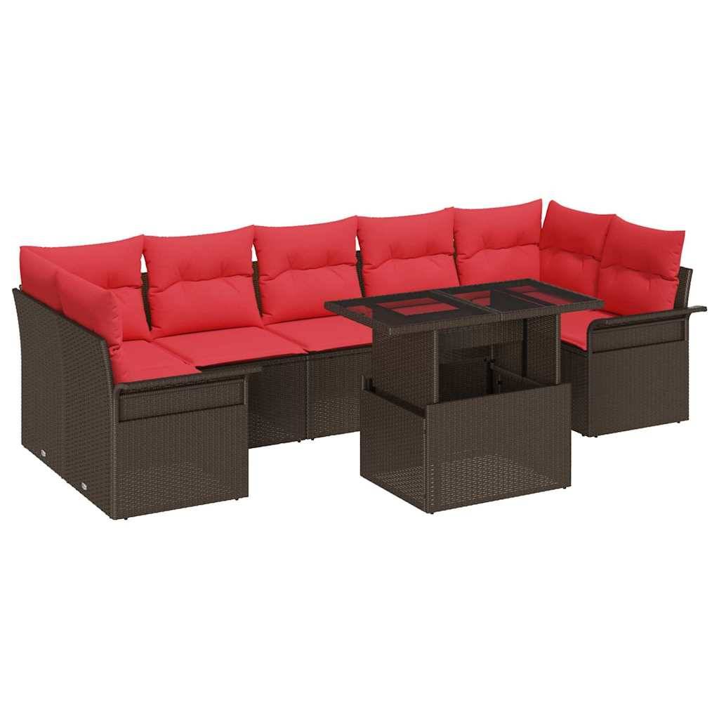 vidaXL Gartensofa-set mit Kissen 8 pcs Braun Poly-Rattan