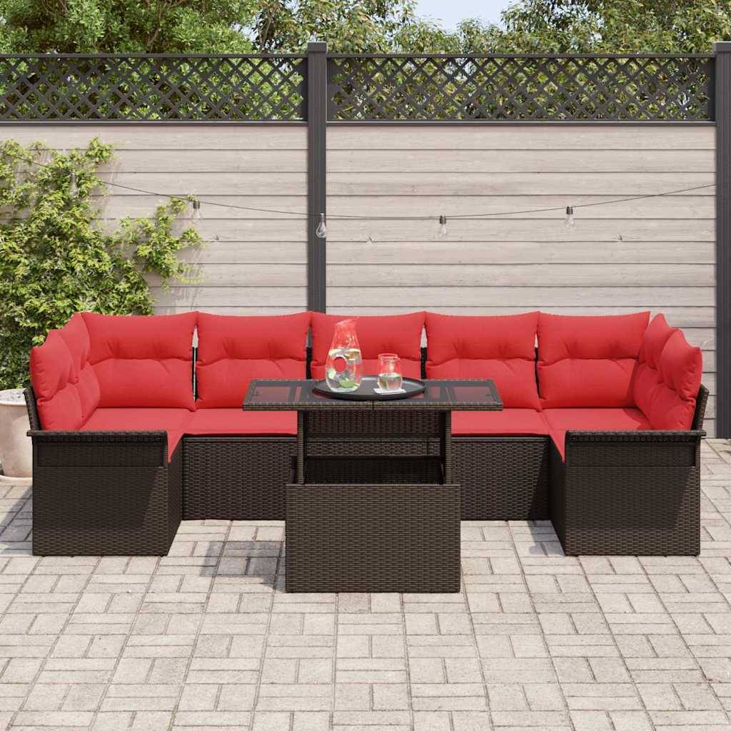 vidaXL Gartensofa-set mit Kissen 8 pcs Braun Poly-Rattan