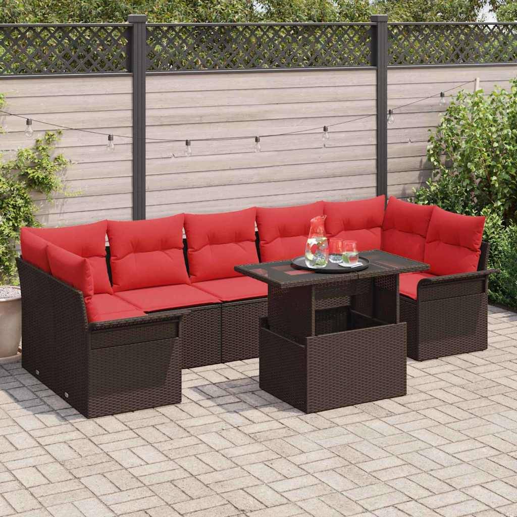 vidaXL Gartensofa-set mit Kissen 8 pcs Braun Poly-Rattan