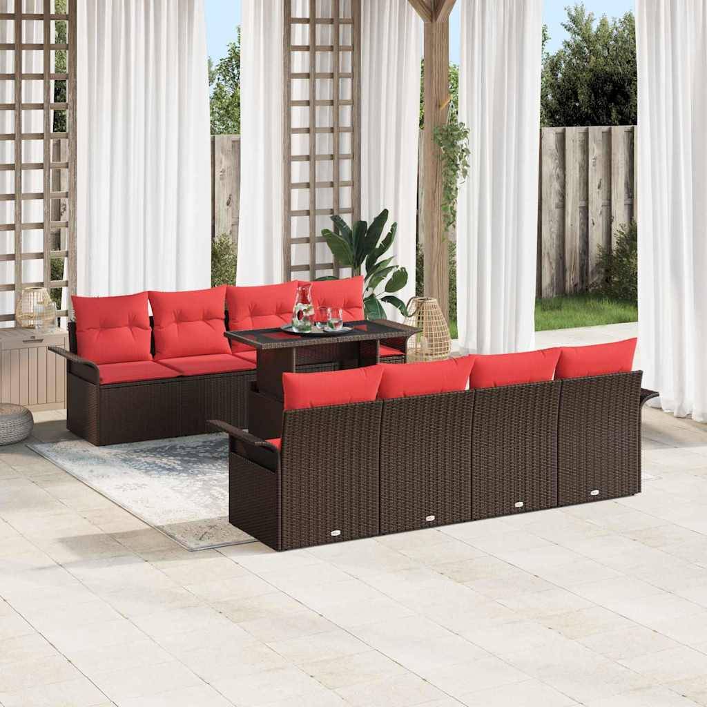 vidaXL Gartensofa-set mit Kissen 8 pcs Braun Poly-Rattan