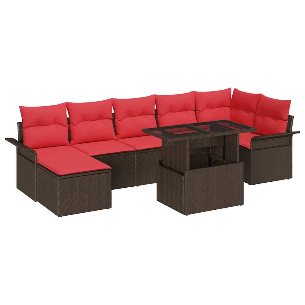 vidaXL Sofa Set mit Kissen 8 pcs Braun Poly-Rattan