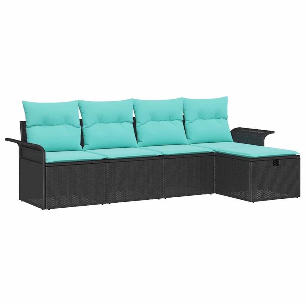 vidaXL Gartensofa-set mit Kissen mit Speicher 5 pcs Poly Rattan