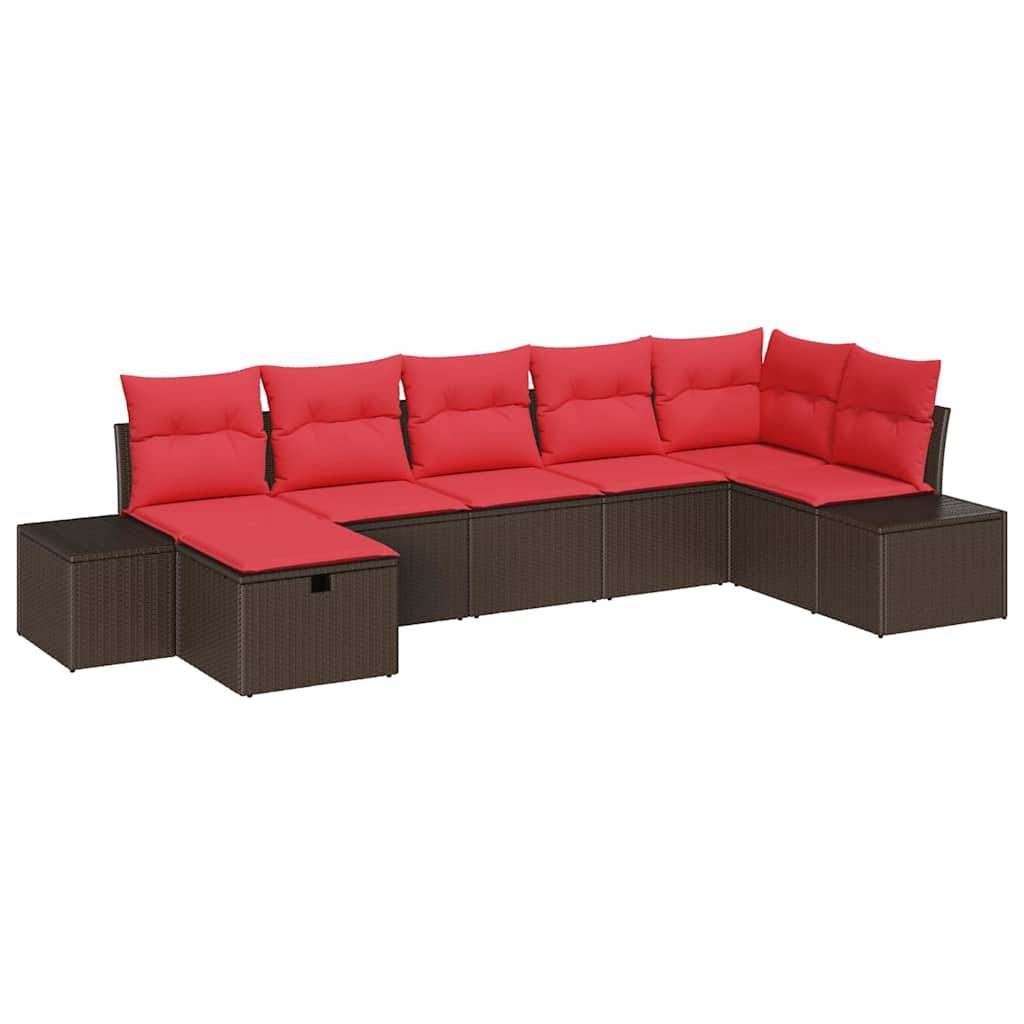 vidaXL Gartensofa-set mit Kissen 7 pcs Braun Poly-Rattan
