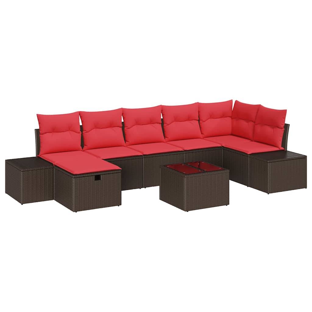 vidaXL Gartensofa-set mit Kissen 8 pcs Braun Poly-Rattan