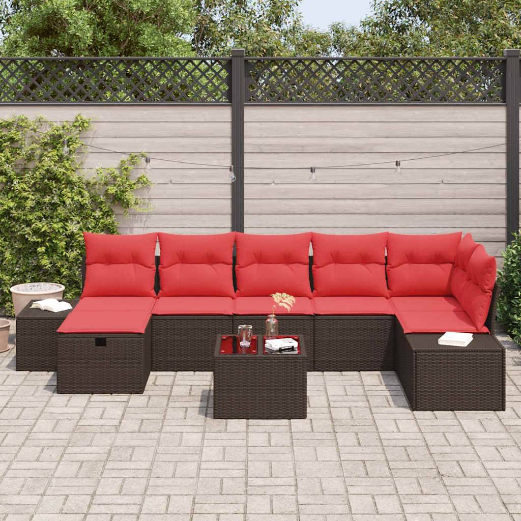 vidaXL Gartensofa-set mit Kissen 8 pcs Braun Poly-Rattan