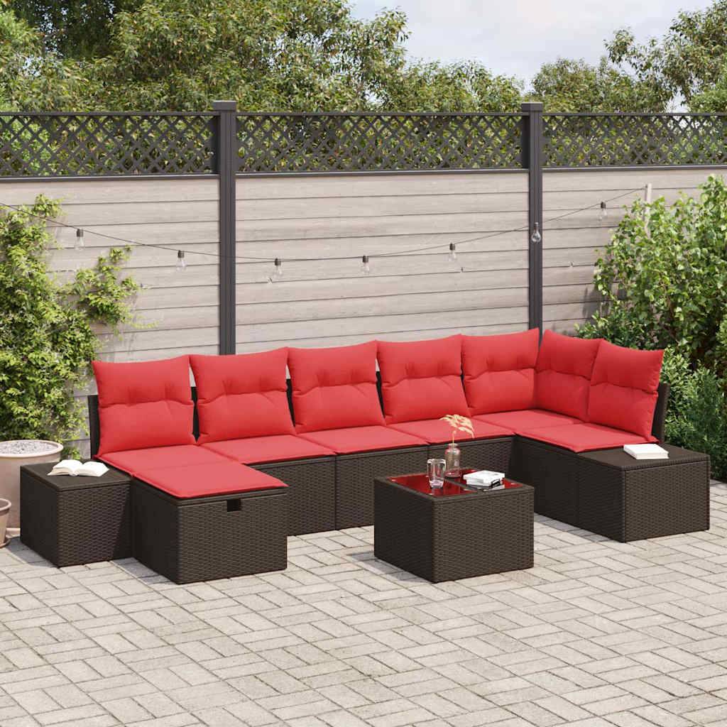 vidaXL Gartensofa-set mit Kissen 8 pcs Braun Poly-Rattan