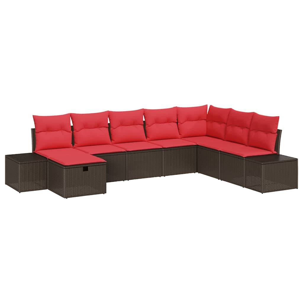 vidaXL Gartensofa-set mit Kissen 8 pcs Braun Poly-Rattan