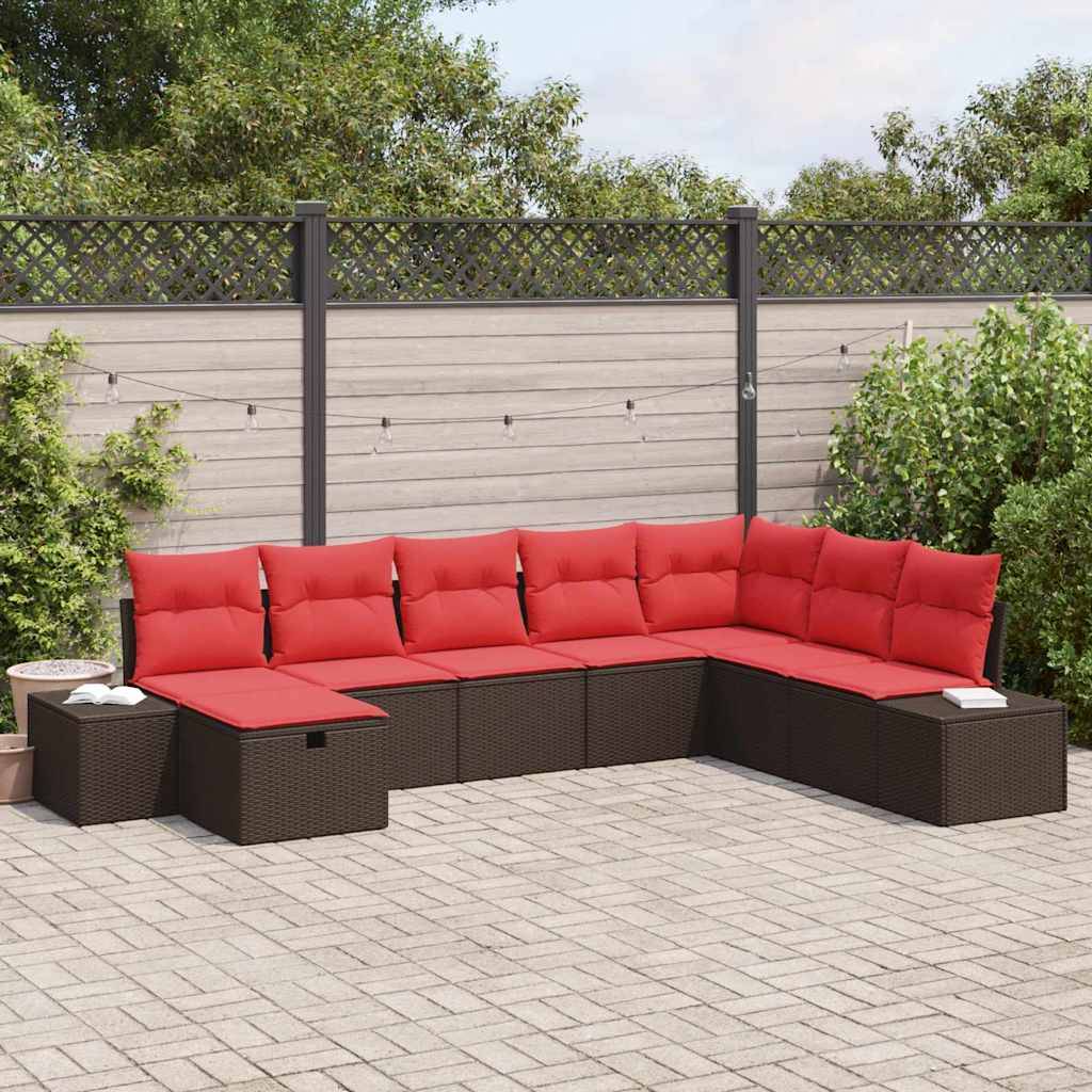vidaXL Gartensofa-set mit Kissen 8 pcs Braun Poly-Rattan