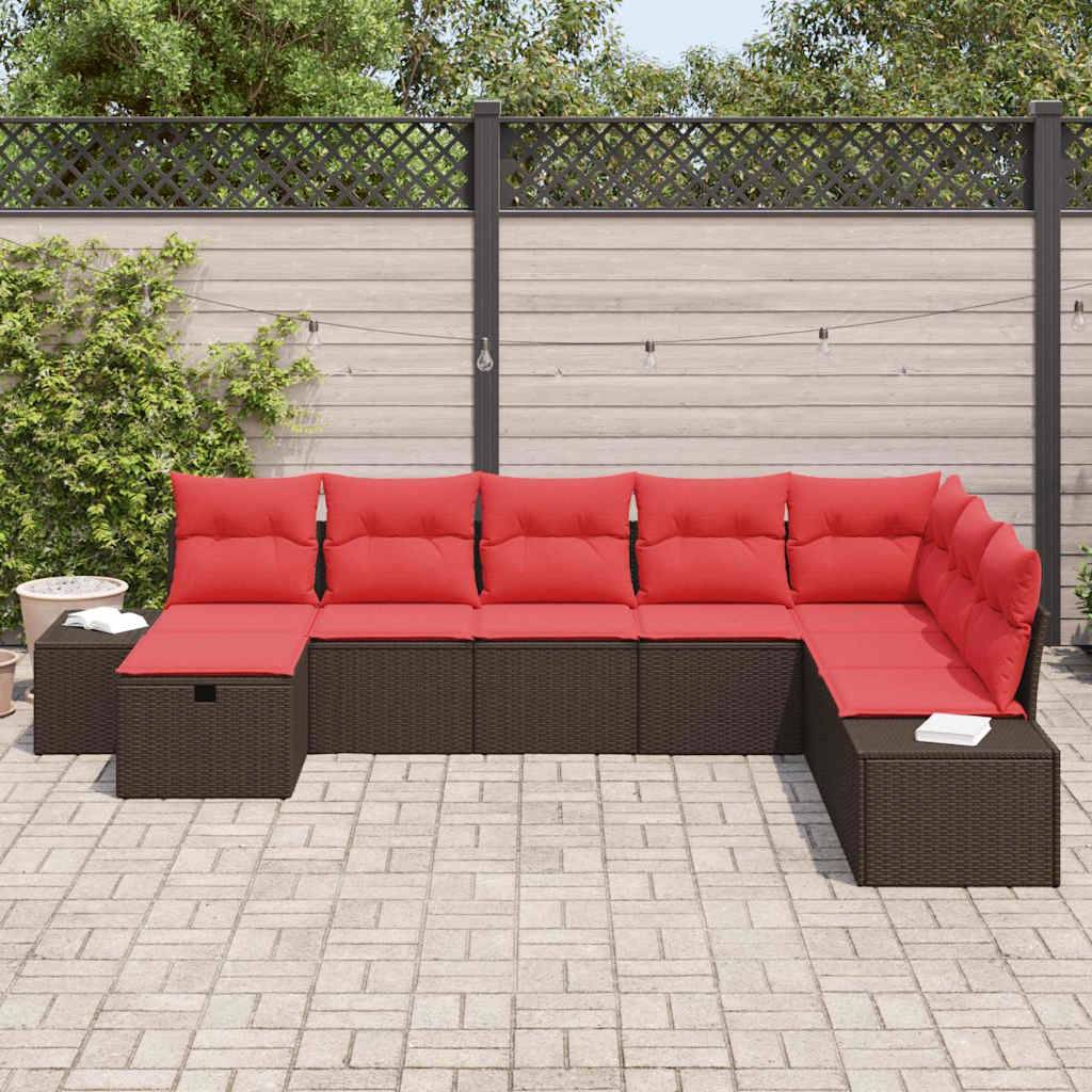vidaXL Gartensofa-set mit Kissen 8 pcs Braun Poly-Rattan