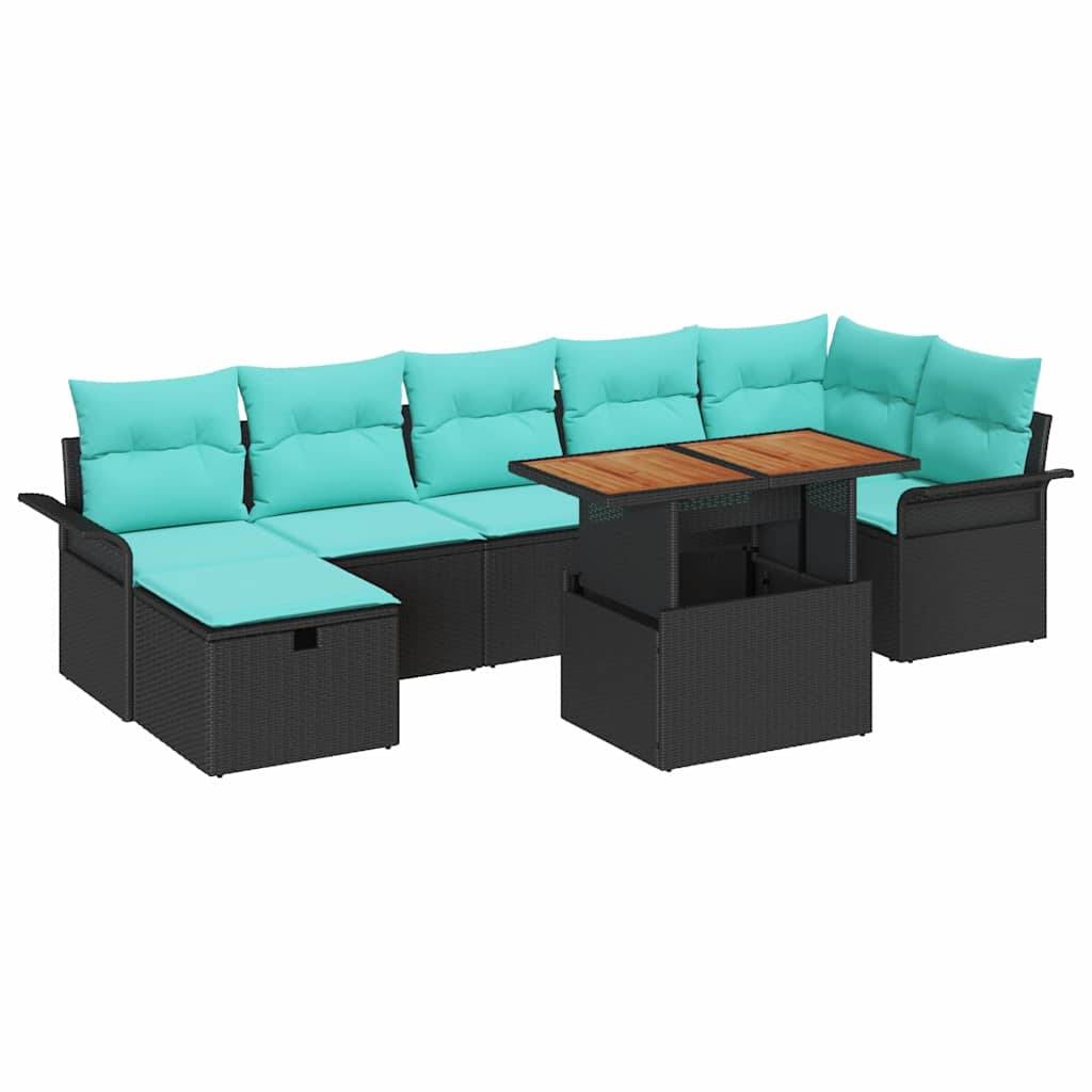 vidaXL Garten-Sofa-Set 8 pcs Schwarz Poly-Rattan