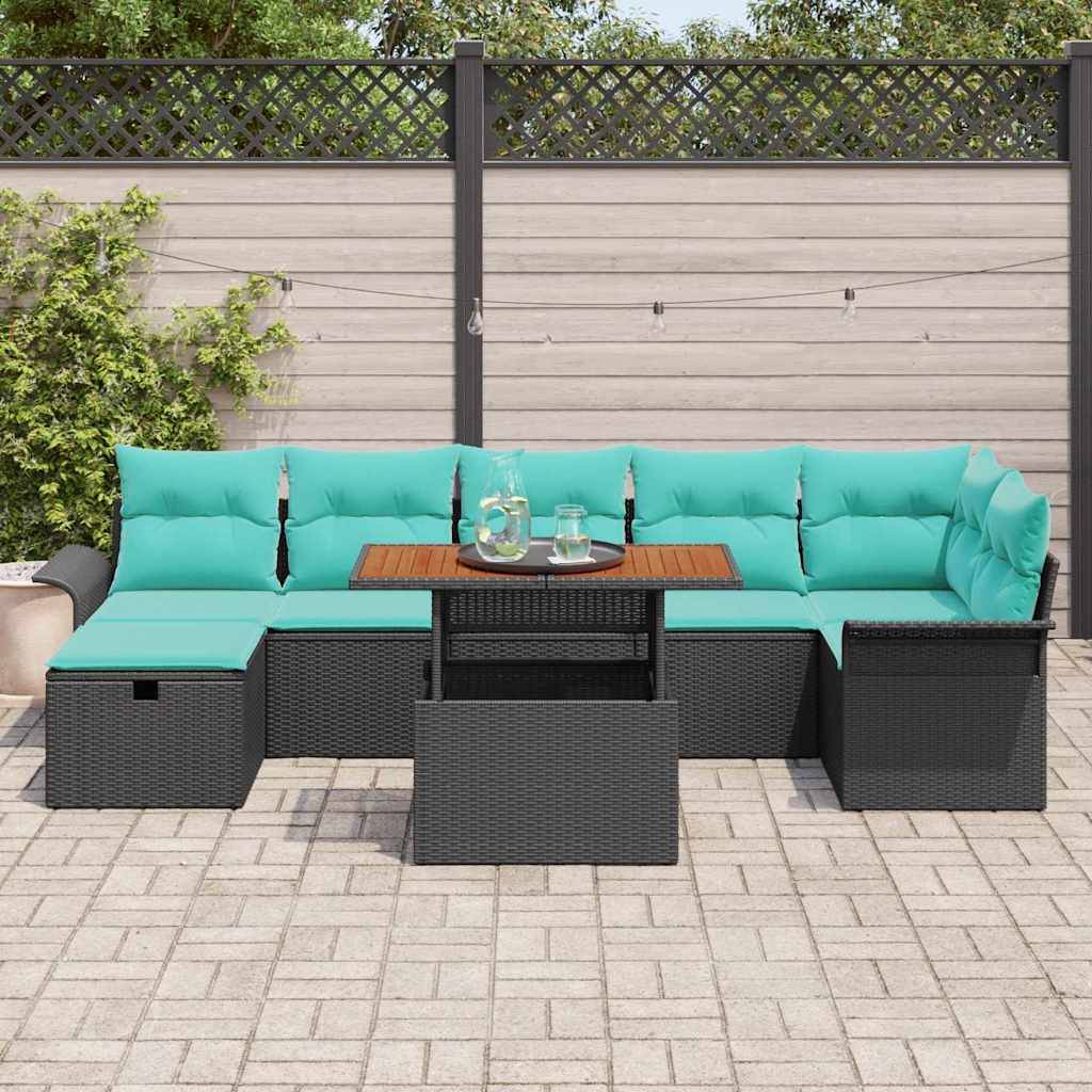 vidaXL Garten-Sofa-Set 8 pcs Schwarz Poly-Rattan