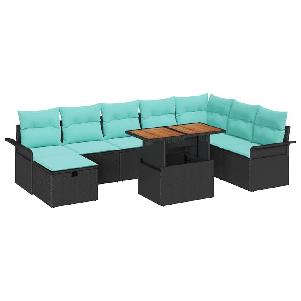 vidaXL Garten-Sofa-Set 9 pcs Schwarz Poly-Rattan
