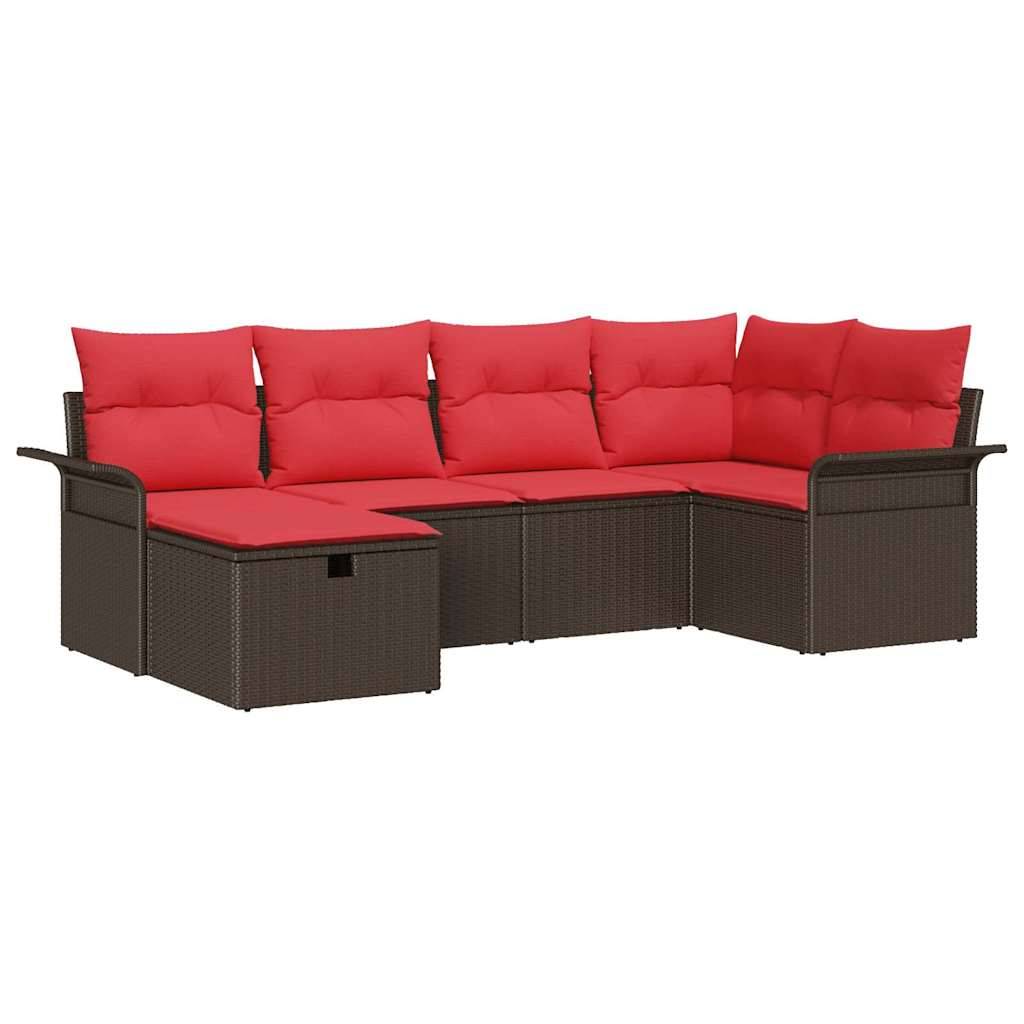 vidaXL Gartensofa-set mit Kissen mit Speicher 6 pcs Poly Rattan